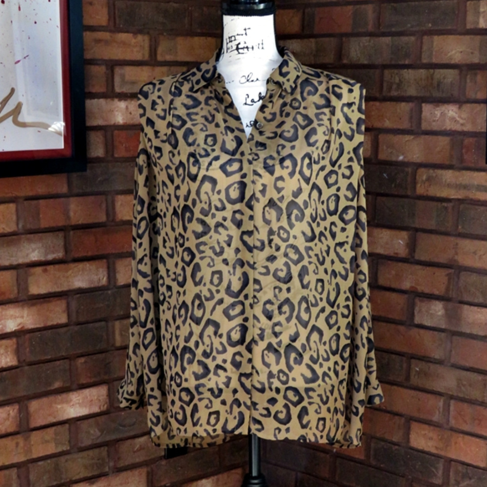 CHICO'S BLACK LABEL Animal Print Tunic Blouse - S